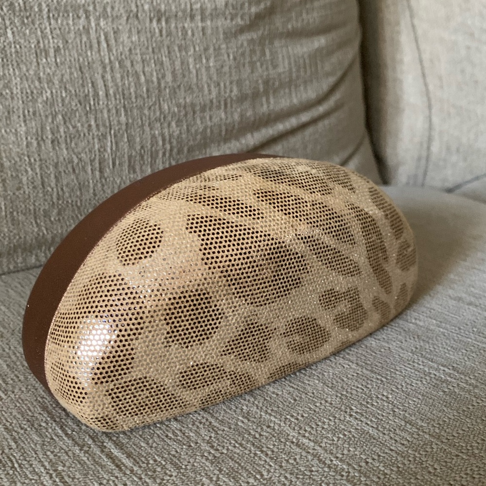 Gold and Bronze Leopard Print Sunglasses or Eyewear Holder Y2K
